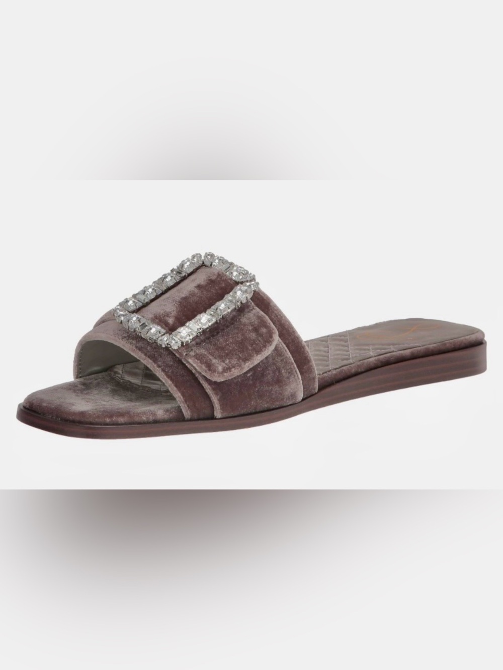Sam Edelman Inez 2 Mauve Velvet Crystal Buckle Slide Sandal